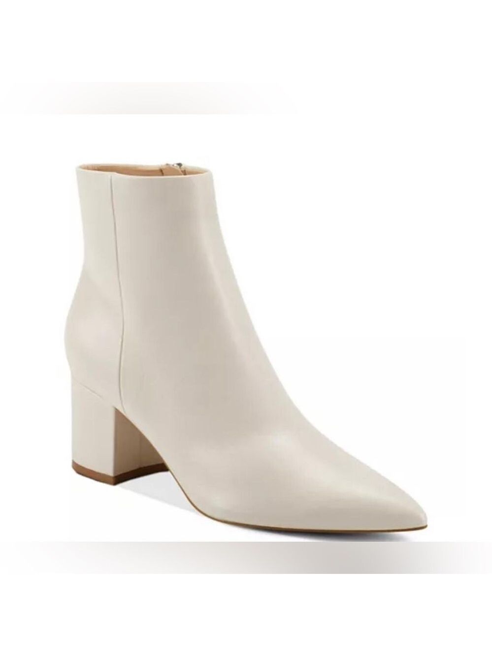 NIB Marc Fisher Jarli High Heel Pointed Toe Leather Booties in Ivory